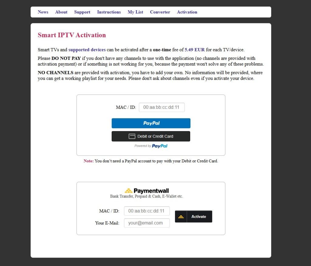 smart iptv activation
